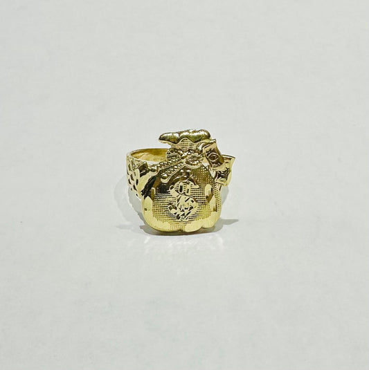 10K GOLD MONEY BAG RING-WEIGHT: 5.7gm
