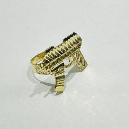 10K GOLD GUN RING-WEIGHT: 4.9gm