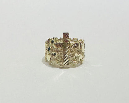 10K GOLD NUGGET CROSS RING- WEIGHT: 6.8gm