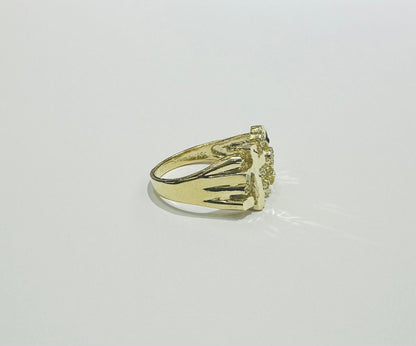 10K GOLD NUGGET CROSS RING, WEIGHT: 6.0gm