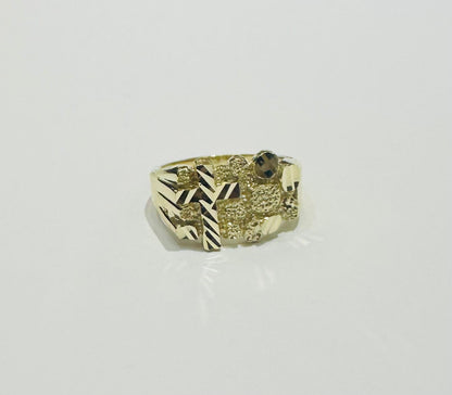 10K GOLD NUGGET CROSS RING, WEIGHT: 6.0gm