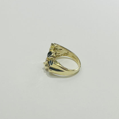 10K GOLD NUGGET CROSS RING, WEIGHT: 4.1gm