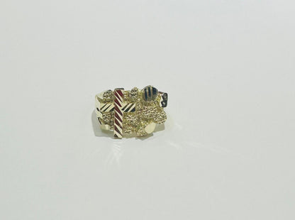 10K GOLD NUGGET CROSS RING, WEIGHT: 4.1gm