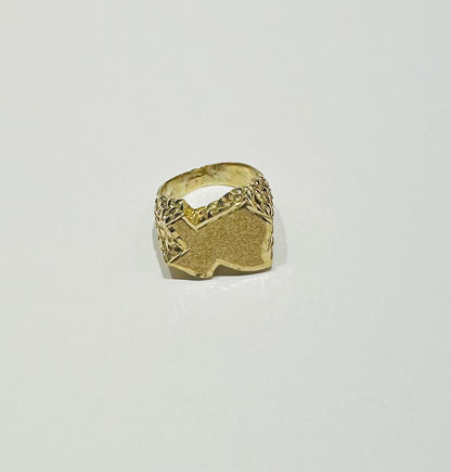 10K GOLD TEXAS NUGGET RING, WEIGHT: 11.7gm