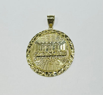 10K GOLD ROUND NUGGET LAST SUPPER PENDANT, WEIGHT: 9.7gm