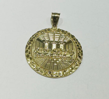 10K GOLD ROUND NUGGET LAST SUPPER PENDANT, WEIGHT: 9.7gm
