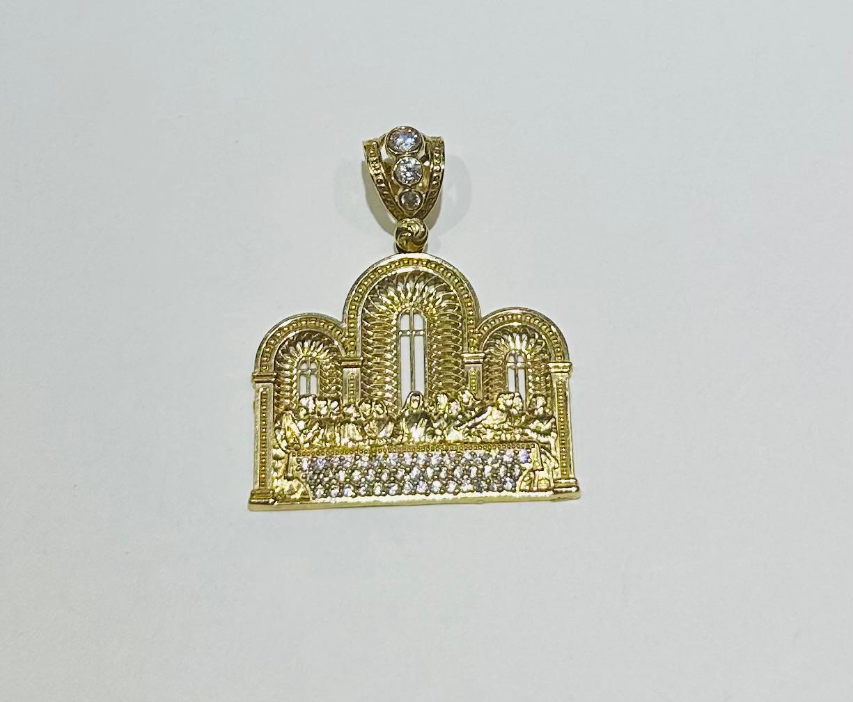 10K GOLD LAST SUPPER PENDANT, WEIGHT: 7.5gm