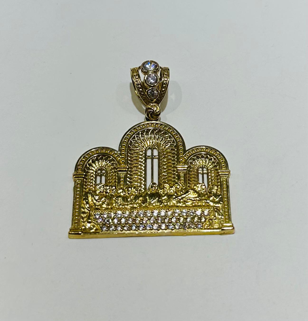 10K GOLD LAST SUPPER PENDANT, WEIGHT: 7.5gm