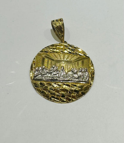 10K GOLD ROUND NUGGET LAST SUPPER PENDANT, WEIGHT: 5.9gm