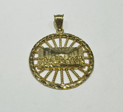 10K GOLD ROUND NUGGET LAST SUPPER PENDANT, WEIGHT: 5.2gm