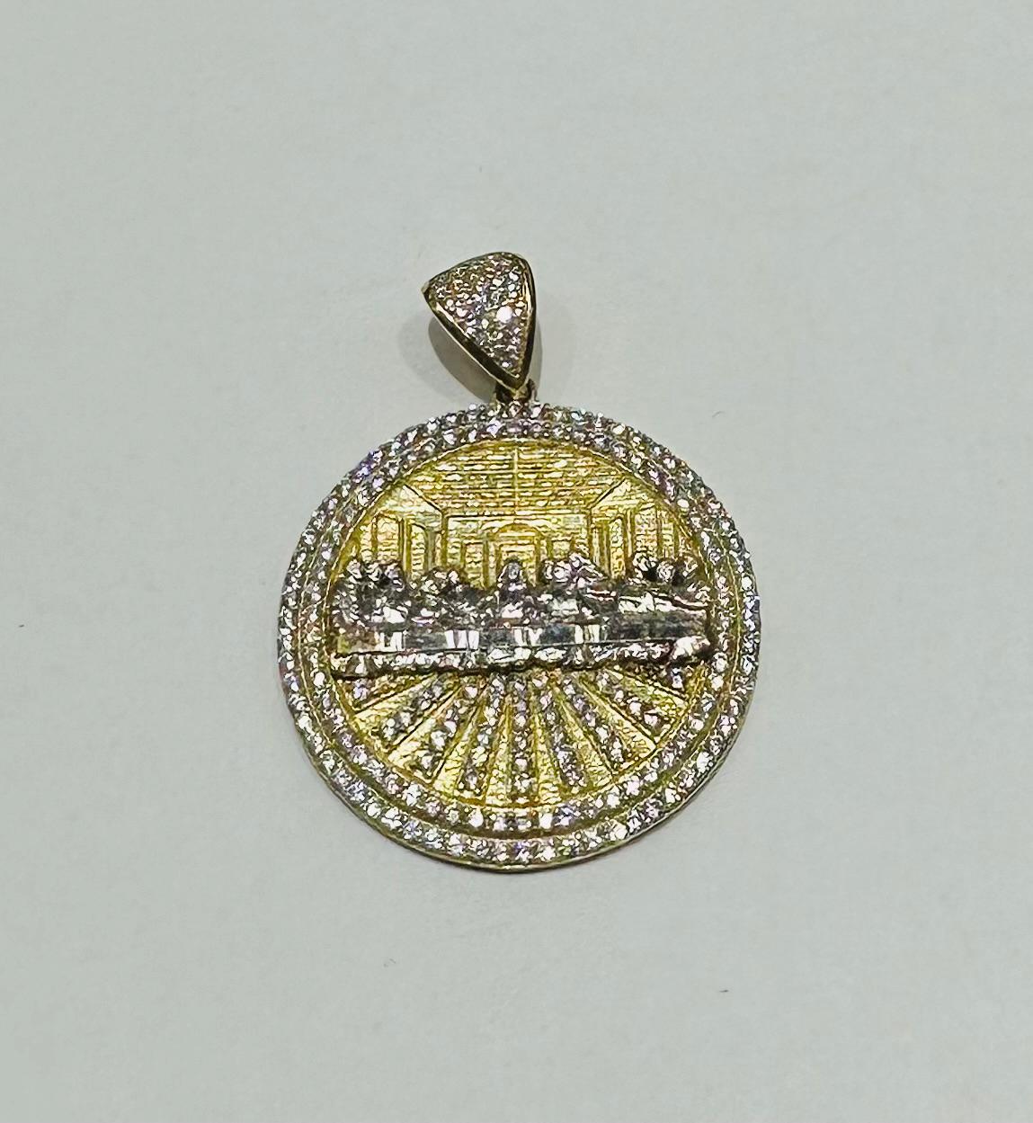 10K GOLD TWO TONED LAST SUPPER PENDANT, WEIGHT: 7.8gm