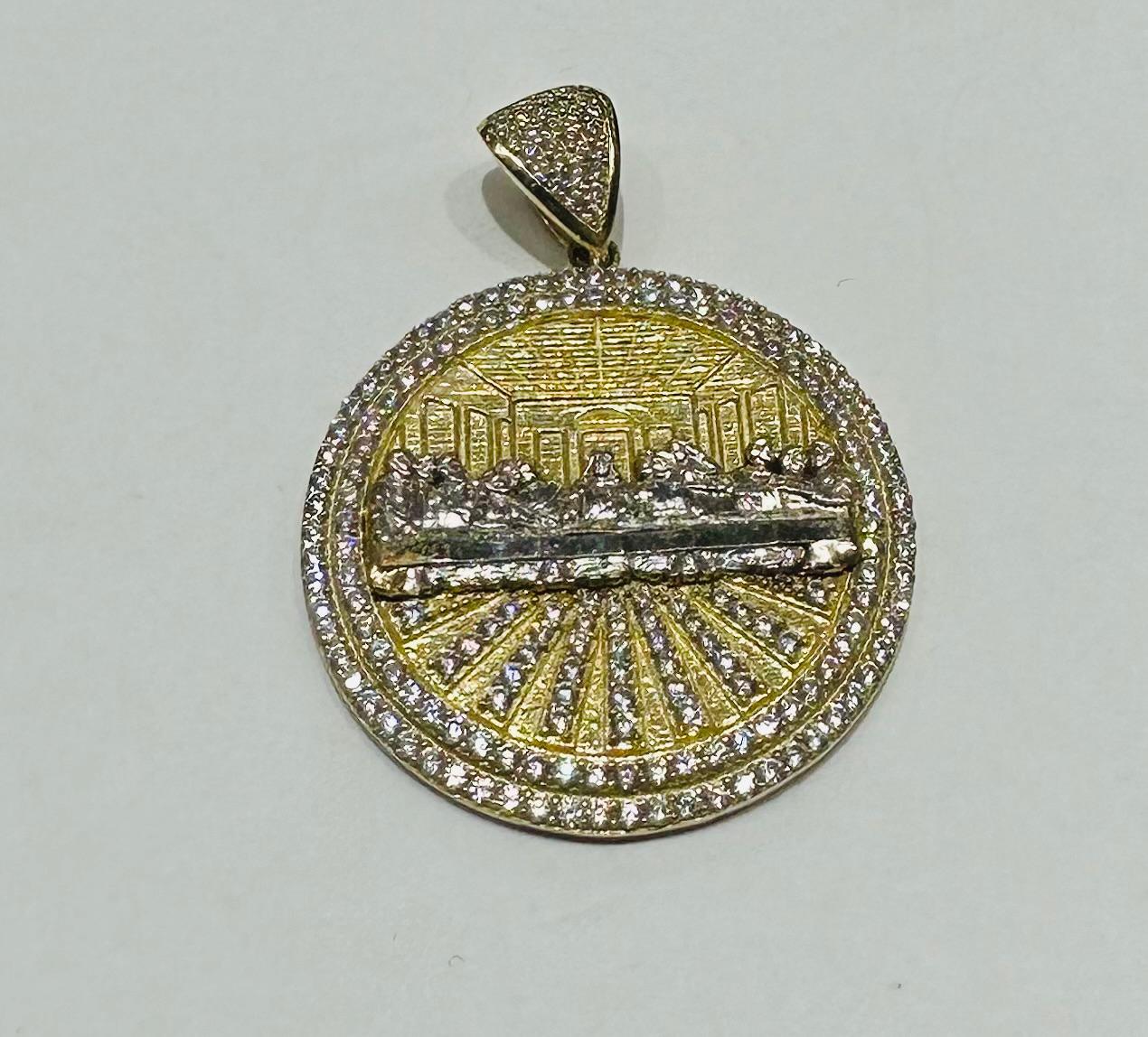 10K GOLD TWO TONED LAST SUPPER PENDANT, WEIGHT: 7.8gm
