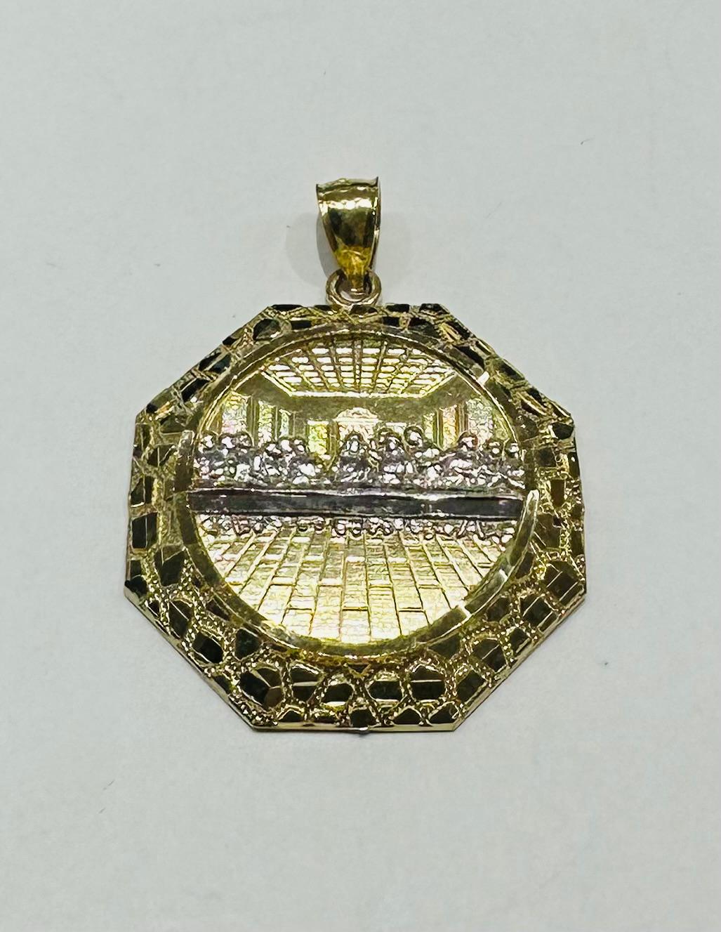 10K GOLD NUGGET LAST SUPPER PENDANT, WEIGHT: 4.2gm