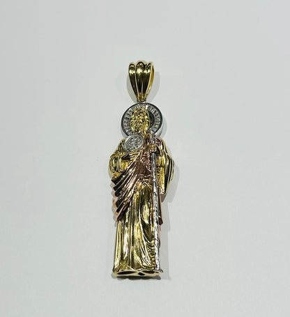 10K GOLD TWO TONED SAINT JUDE PENDANT, WEIGHT: 21.4gm