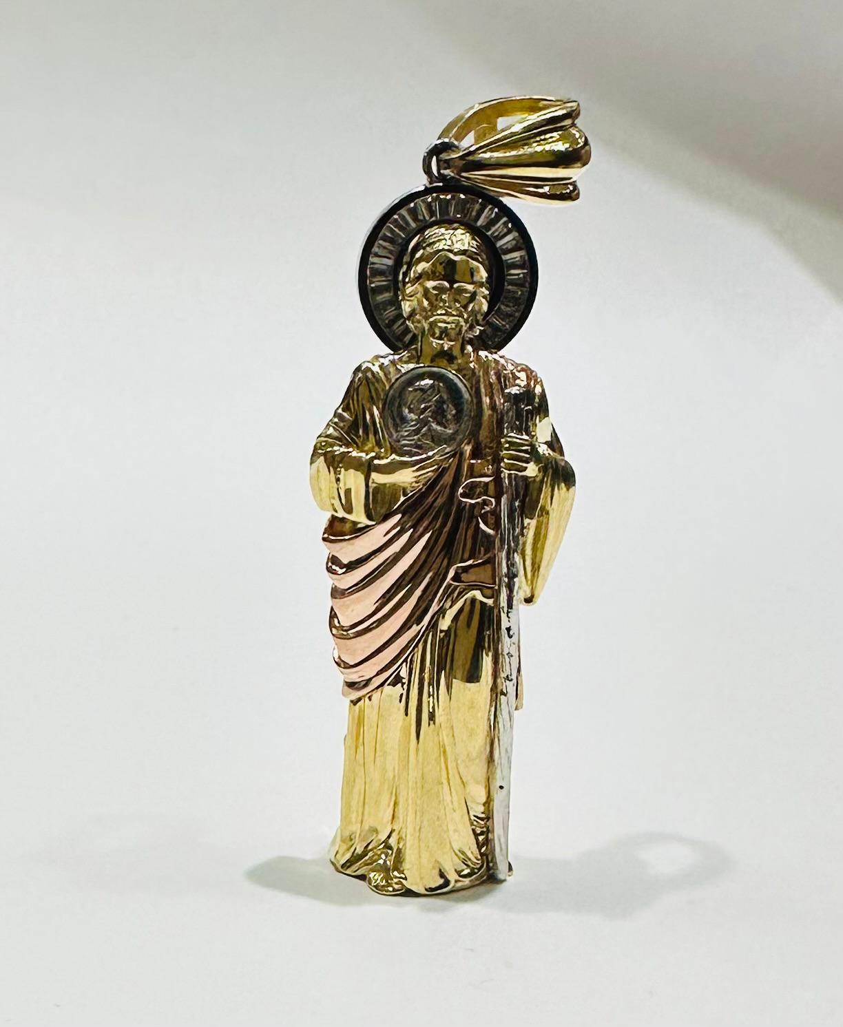 10K GOLD TWO TONED SAINT JUDE PENDANT, WEIGHT: 21.4gm