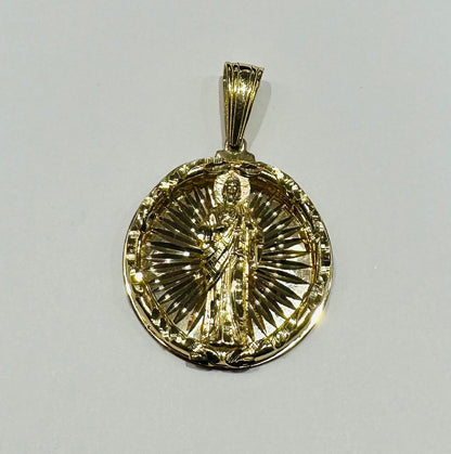 10K GOLD ROUND SAINT JUDE PENDANT, WEIGHT: 18.6gm