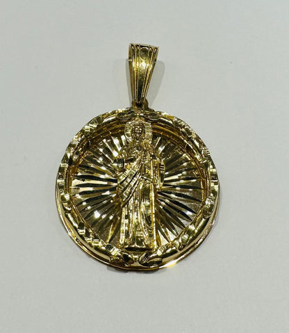 10K GOLD ROUND SAINT JUDE PENDANT, WEIGHT: 18.6gm