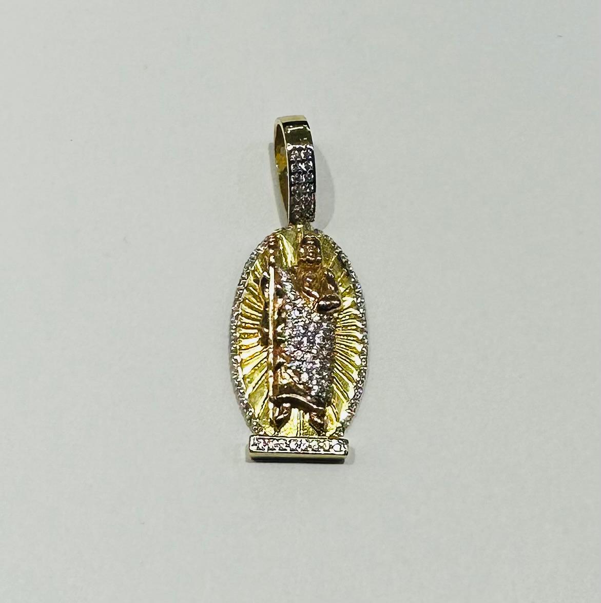 10K GOLD TWO TONED SAINT JUDE PENDANT, WEIGHT: 4.7gm