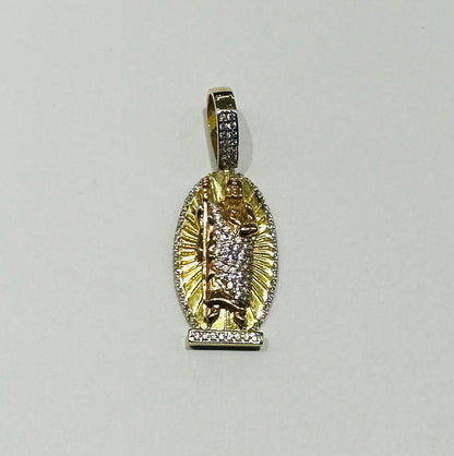 10K GOLD TWO TONED SAINT JUDE PENDANT, WEIGHT: 4.7gm
