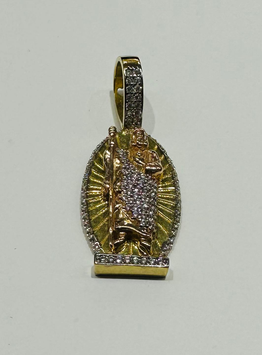 10K GOLD TWO TONED SAINT JUDE PENDANT, WEIGHT: 4.7gm