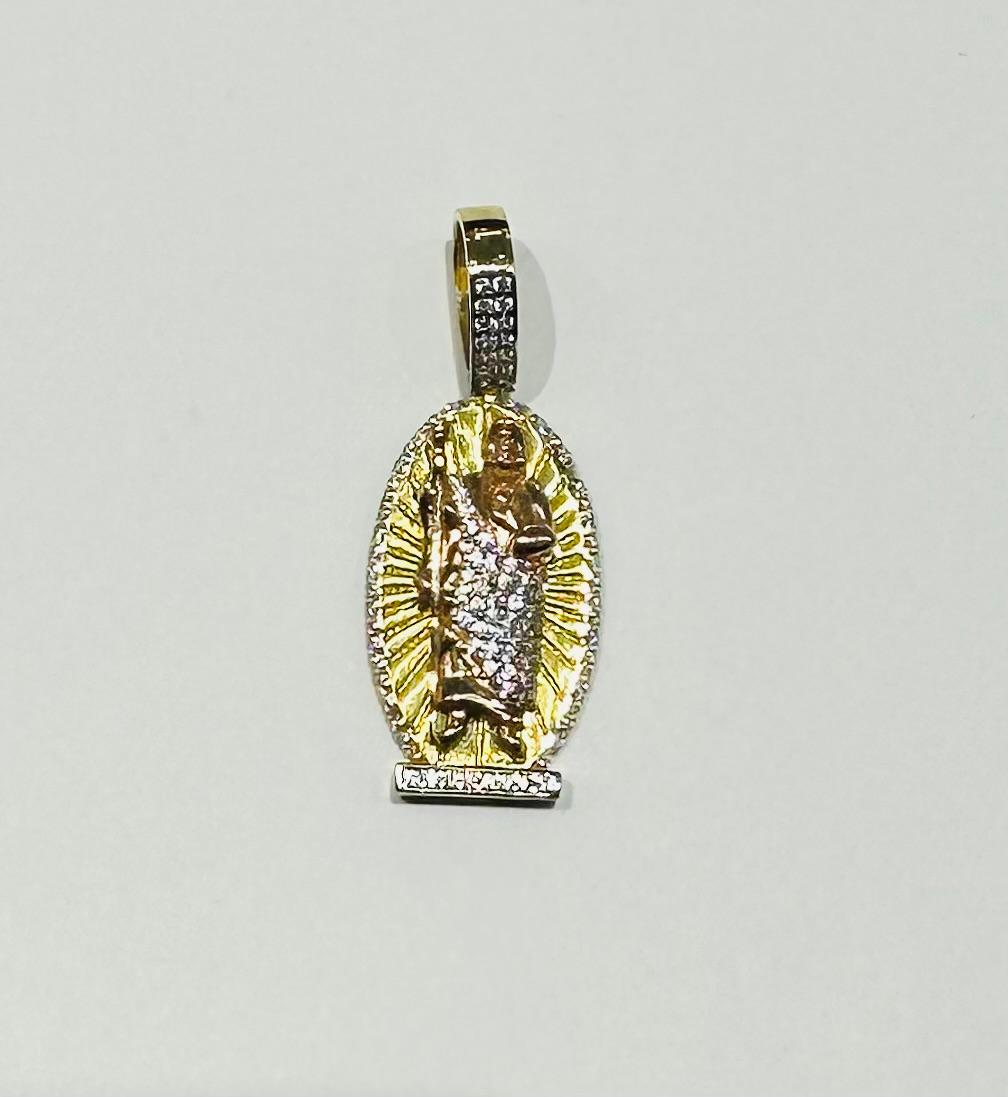 10K GOLD TWO TONED SAINT JUDE PENDANT, WEIGHT: 4.7gm