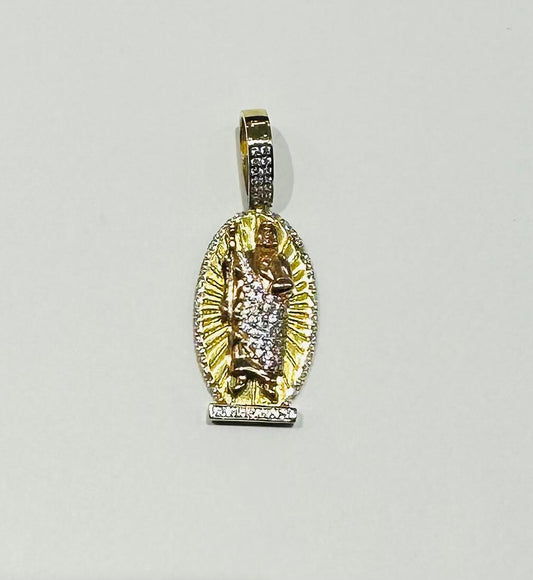 10K GOLD TWO TONED SAINT JUDE PENDANT, WEIGHT: 4.7gm
