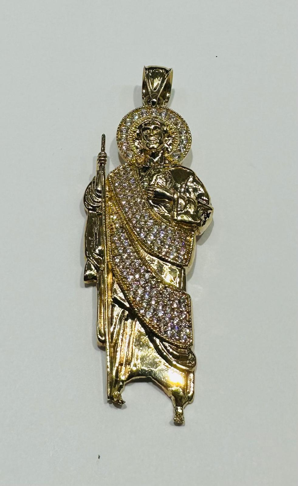 10K GOLD SAINT JUDE PENDANT WITH CZ DIAMOND, WEIGHT: 10.7gm