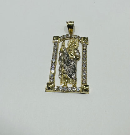 10K GOLD SAINT JUDE PENDANT WITH CZ DIAMOND, WEIGHT: 9.6gm