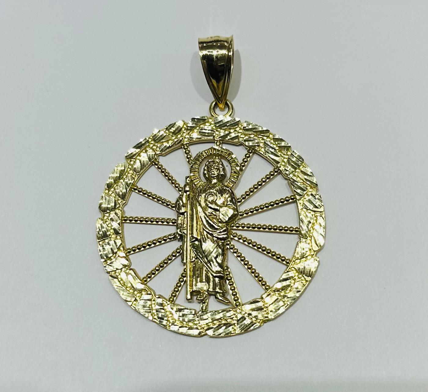 10K GOLD ROUND SAINT JUDE PENDANT, WEIGHT: 10.0gm