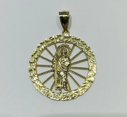 10K GOLD ROUND SAINT JUDE PENDANT, WEIGHT: 10.0gm