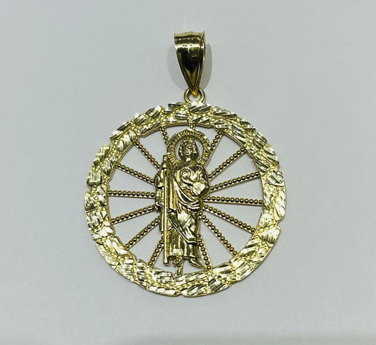 10K GOLD ROUND SAINT JUDE PENDANT, WEIGHT: 10.0gm