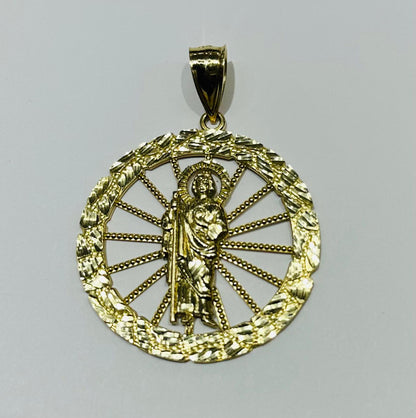 10K GOLD ROUND SAINT JUDE PENDANT, WEIGHT: 10.0gm