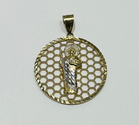 10K GOLD ROUND SAINT JUDE PENDANT, WEIGHT: 8.2gm