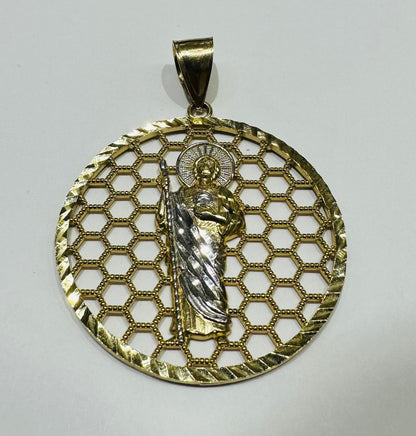 10K GOLD ROUND SAINT JUDE PENDANT, WEIGHT: 8.2gm