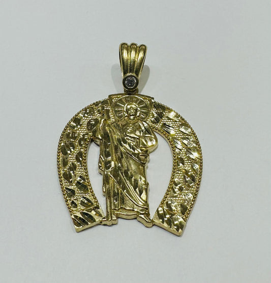 10K GOLD NUGGET SAINT JUDE PENDANT, WEIGHT: 9.6gm