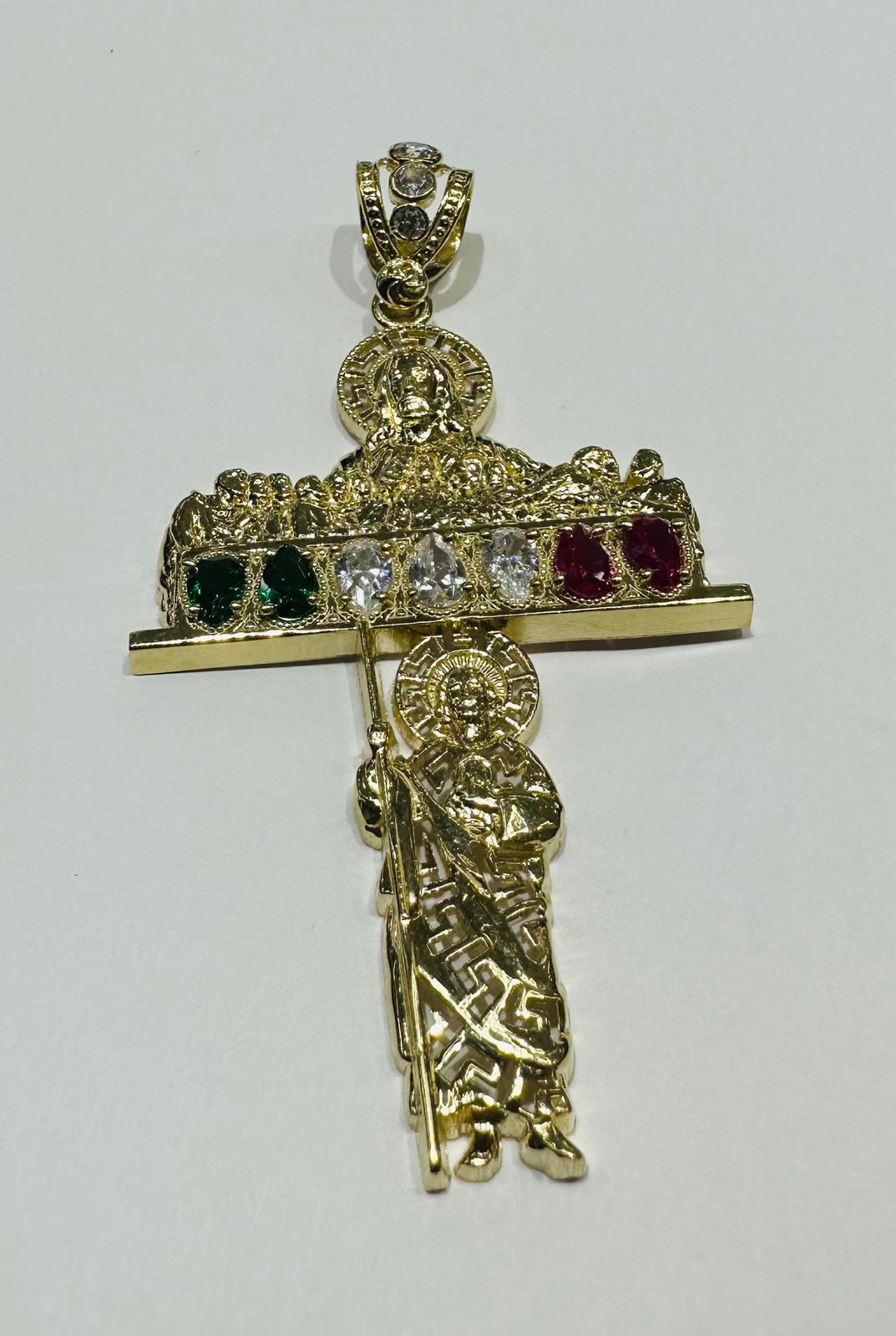 10K GOLD SAINT JUDE PENDANT WITH CZ DIAMOND, WEIGHT: 11.3gm
