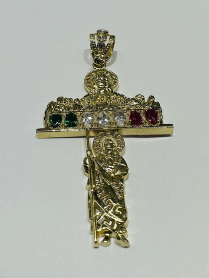 10K GOLD SAINT JUDE PENDANT WITH CZ DIAMOND, WEIGHT: 11.3gm