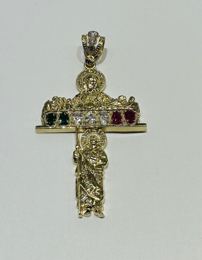 10K GOLD SAINT JUDE PENDANT WITH CZ DIAMOND, WEIGHT: 11.3gm