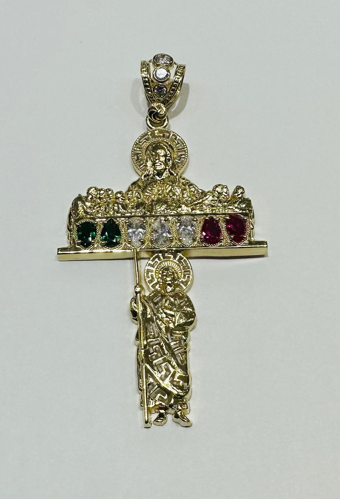 10K GOLD SAINT JUDE PENDANT WITH CZ DIAMOND, WEIGHT: 11.3gm