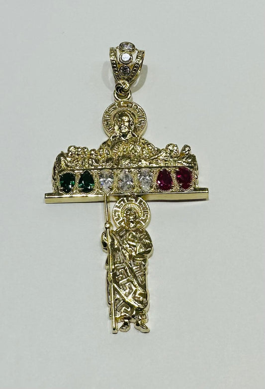 10K GOLD SAINT JUDE PENDANT WITH CZ DIAMOND, WEIGHT: 11.3gm