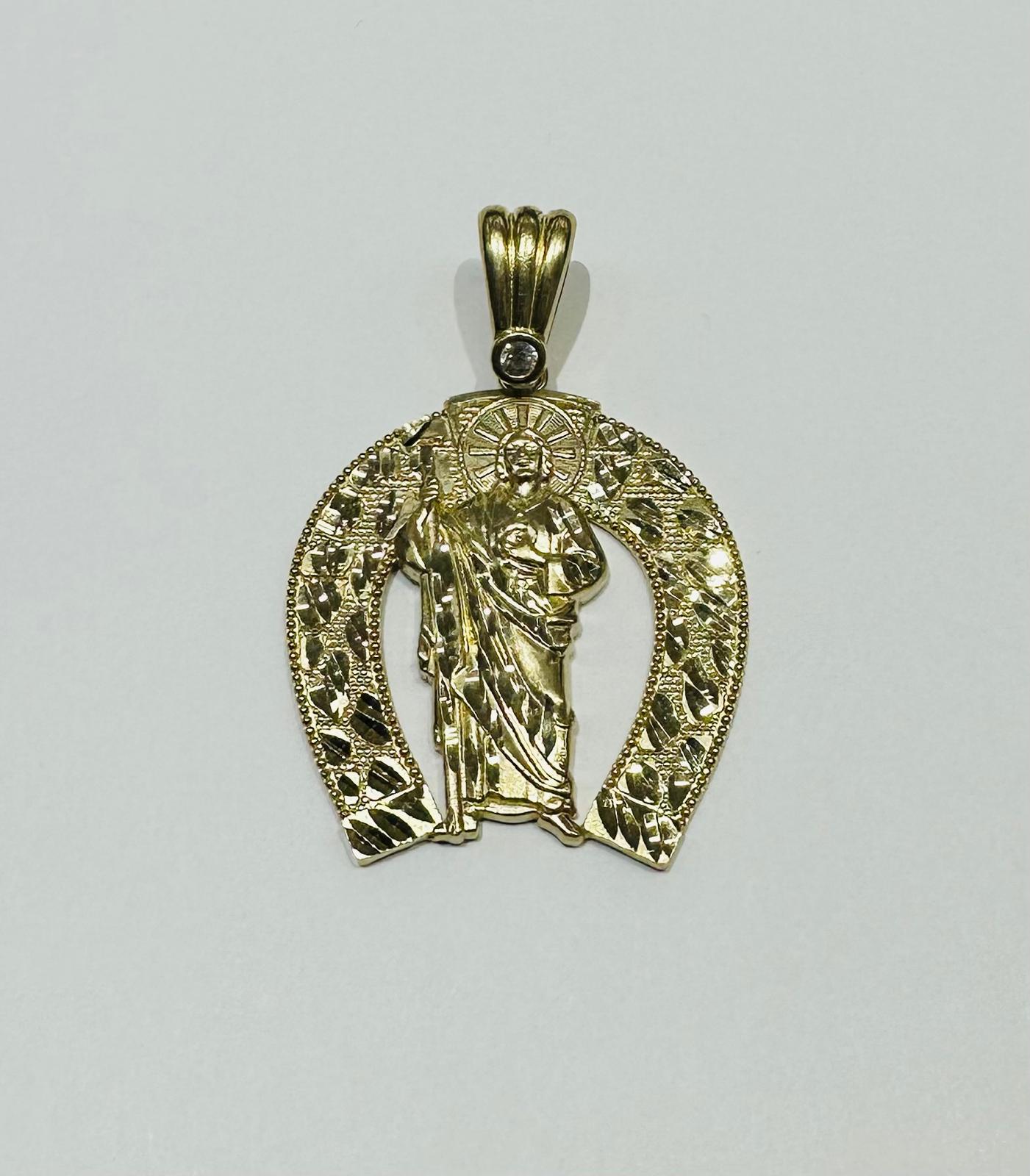 10K GOLD NUGGET SAINT JUDE PENDANT, WEIGHT: 9.6gm