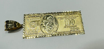 10K GOLD 100 DOLLAR BILL PENDANT, WEIGHT: 12.7gm