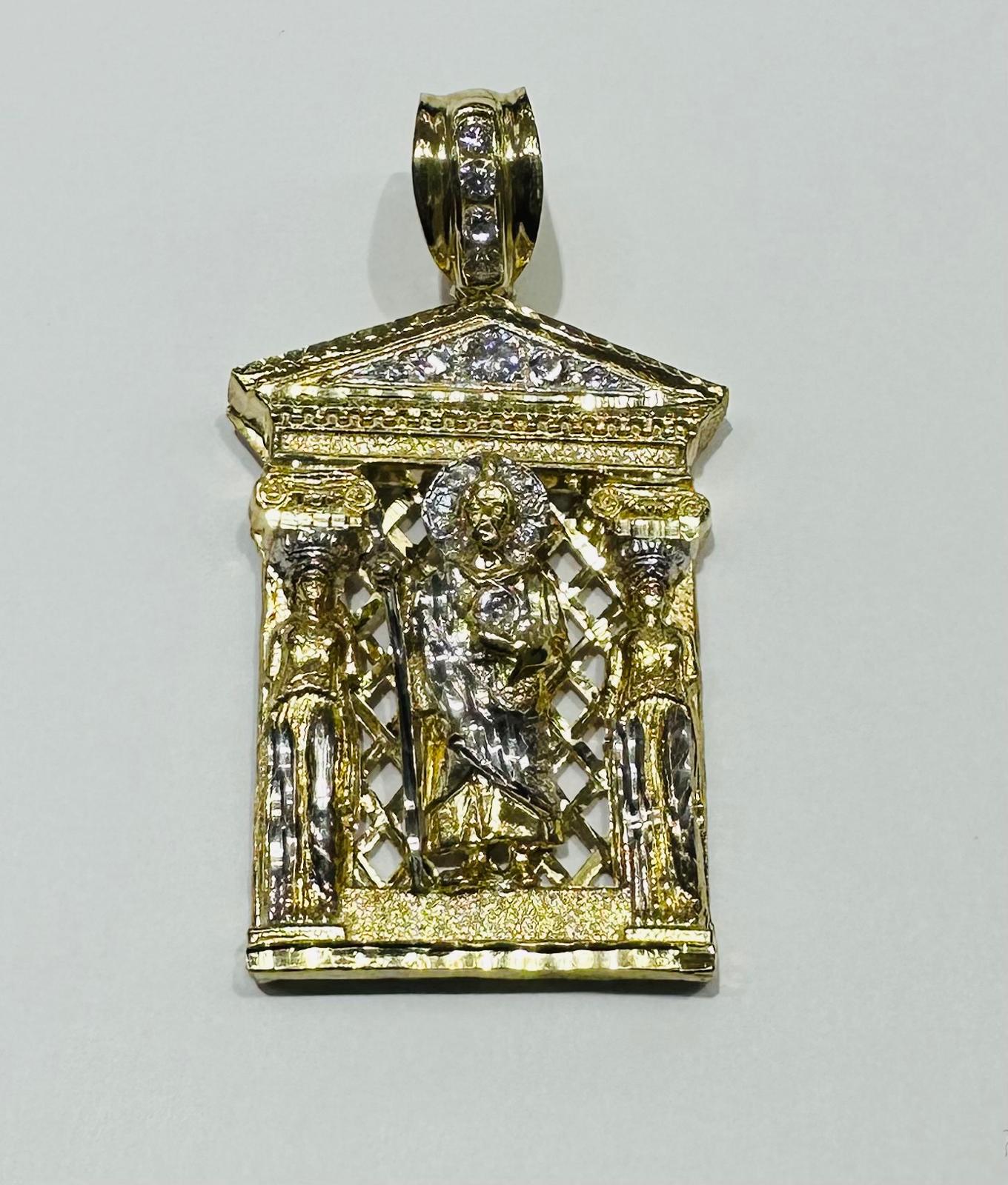 10K GOLD TWO TONED SAINT JUDE PENDANT, WEIGHT: 27.0gm