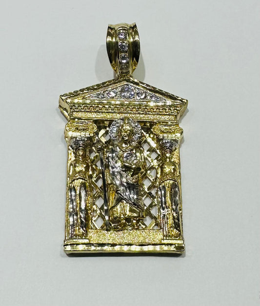 10K GOLD TWO TONED SAINT JUDE PENDANT, WEIGHT: 27.0gm