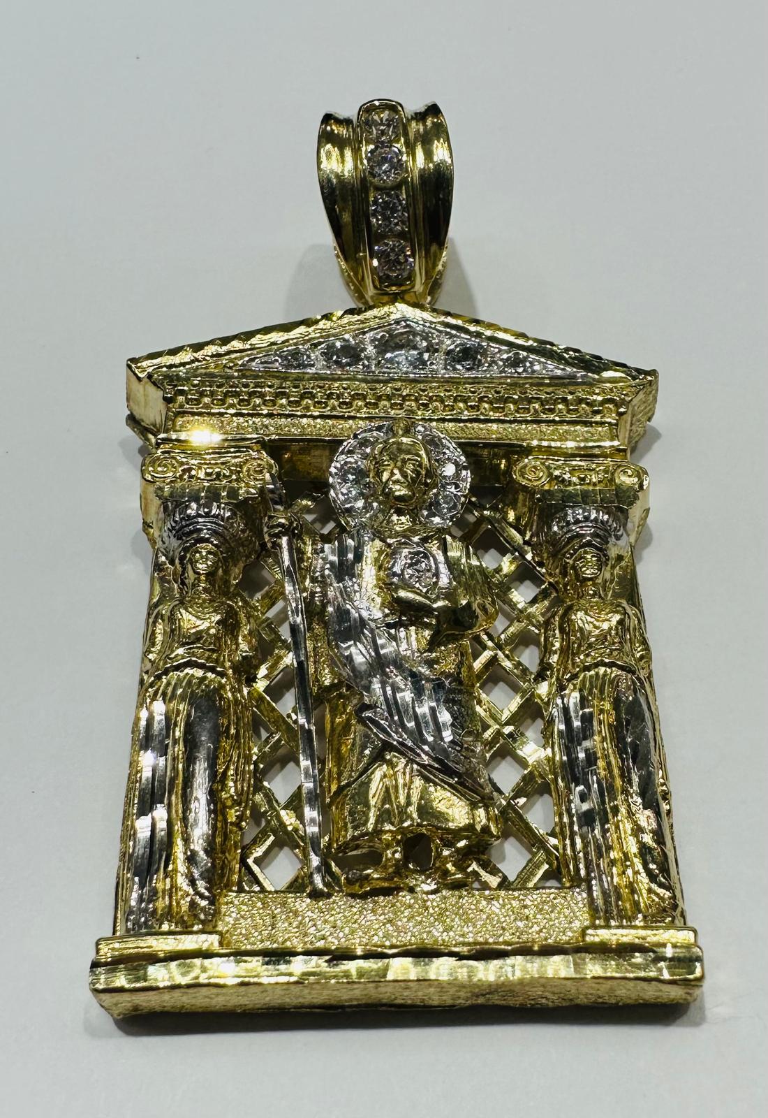 10K GOLD TWO TONED SAINT JUDE PENDANT, WEIGHT: 27.0gm