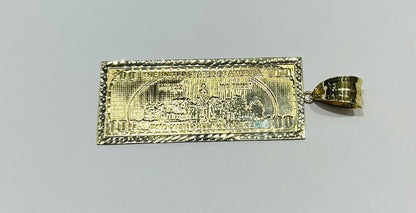 10K GOLD 100 DOLLAR BILL PENDANT, WEIGHT: 12.7gm