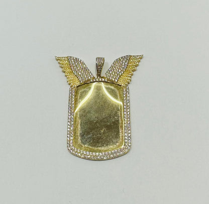 10K GOLD ANGEL WINGS MEMORY PENDANT WITH CZ STONE, WEIGHT: 13.0gm