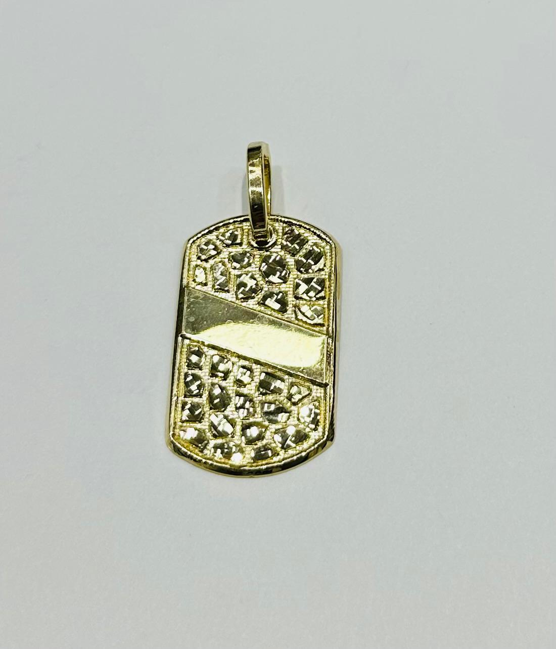 10K GOLD DOG TAG NUGGET MEMORY PENDANT, WEIGHT: 4.5gm