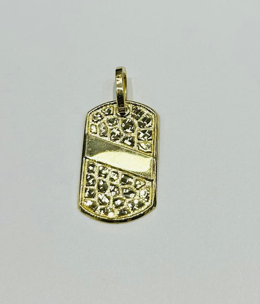 10K GOLD DOG TAG NUGGET MEMORY PENDANT, WEIGHT: 4.5gm