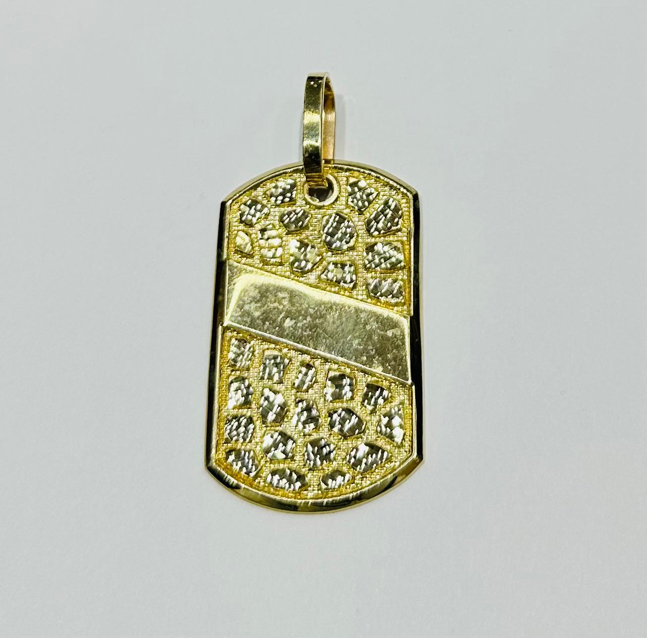 10K GOLD DOG TAG NUGGET MEMORY PENDANT, WEIGHT: 13.0gm